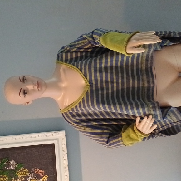 🔥🔥🔥We the Free Main Squeeze purple & green stripe sweater sweatshirt M Boho - Picture 3 of 12